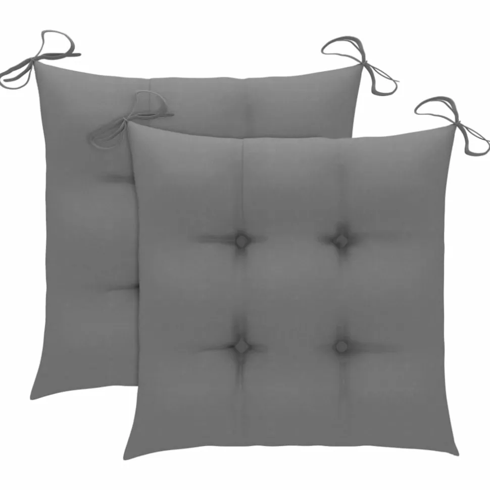 MAISON EXCLUSIVE - Chaises de jardin lot de 2 et coussins gris bois de teck massif
