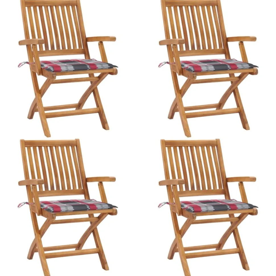MAISON EXCLUSIVE - Chaises pliables de jardin avec coussins lot de 4 teck solide