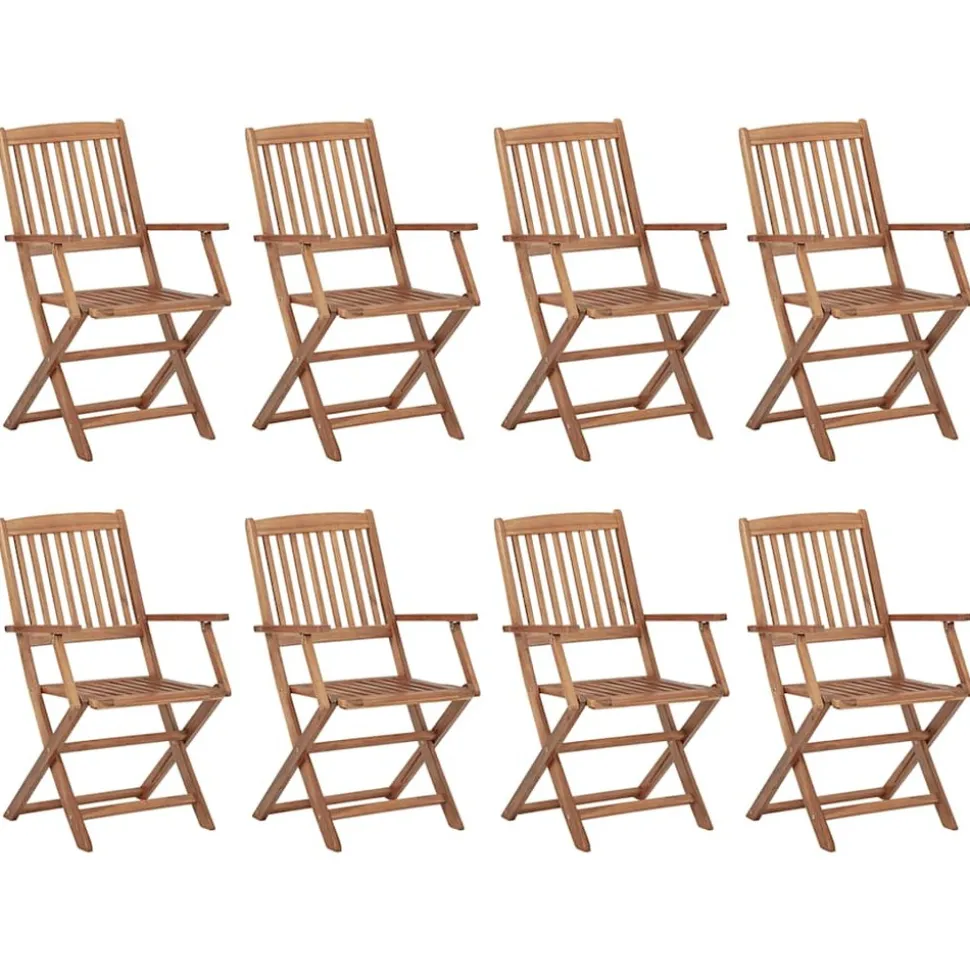 MAISON EXCLUSIVE - Chaises pliables d'extérieur et coussins lot de 8 bois d'acacia