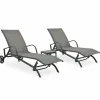 MAISON EXCLUSIVE - Chaises longues lot de 2 avec table textilène et acier