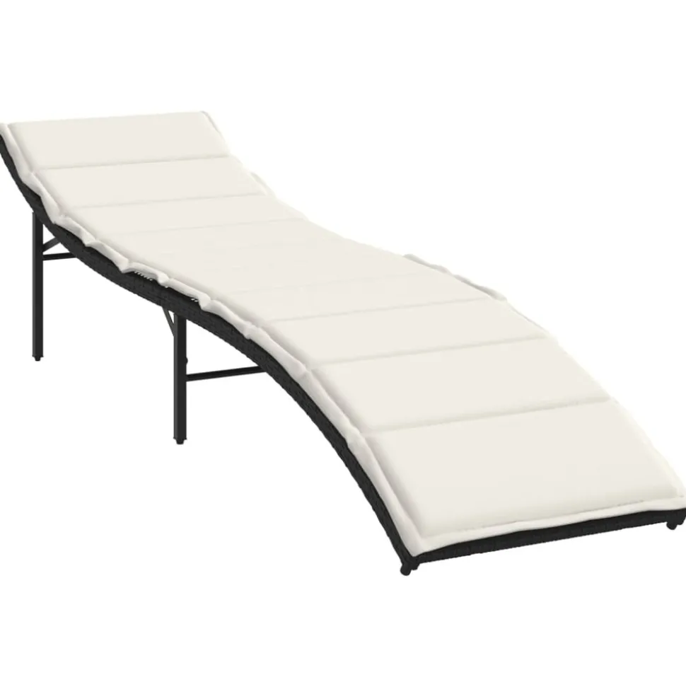 MAISON EXCLUSIVE - Chaises longues lot de 2 avec coussins noir résine tressée