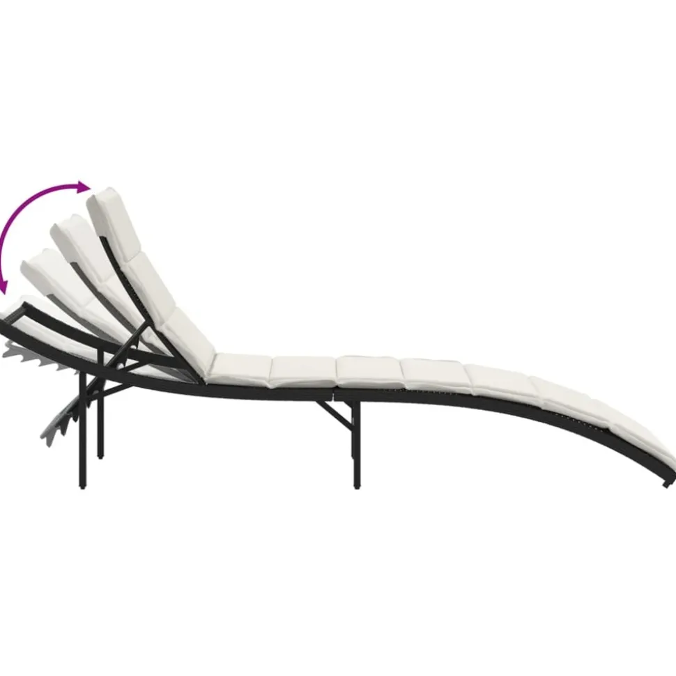 MAISON EXCLUSIVE - Chaises longues lot de 2 avec coussins noir résine tressée