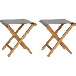 MAISON EXCLUSIVE - Chaises pliables lot de 2 bois teck solide et tissu gris foncé