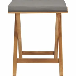 MAISON EXCLUSIVE - Chaises pliables lot de 2 bois teck solide et tissu gris foncé