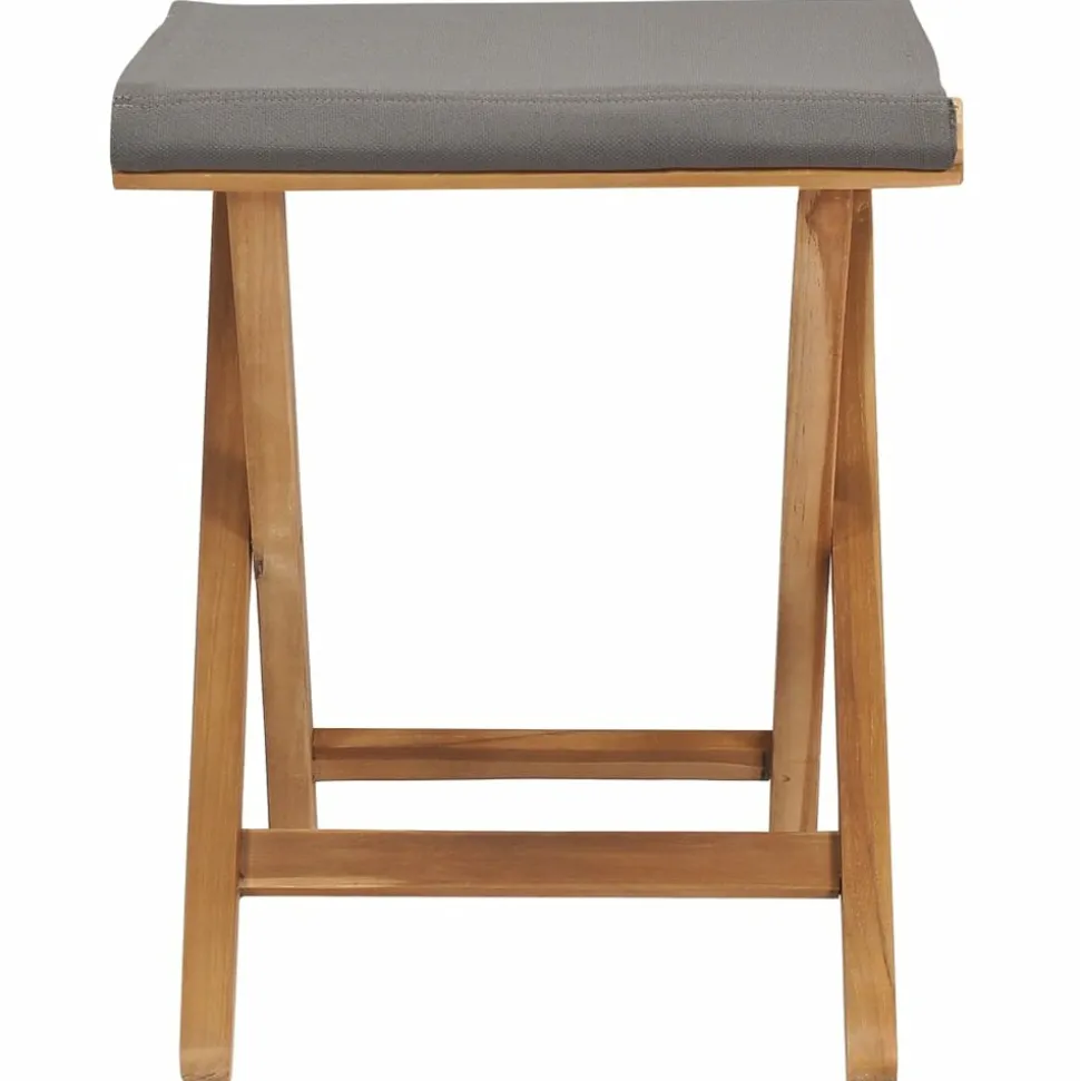 MAISON EXCLUSIVE - Chaises pliables lot de 2 bois teck solide et tissu gris foncé