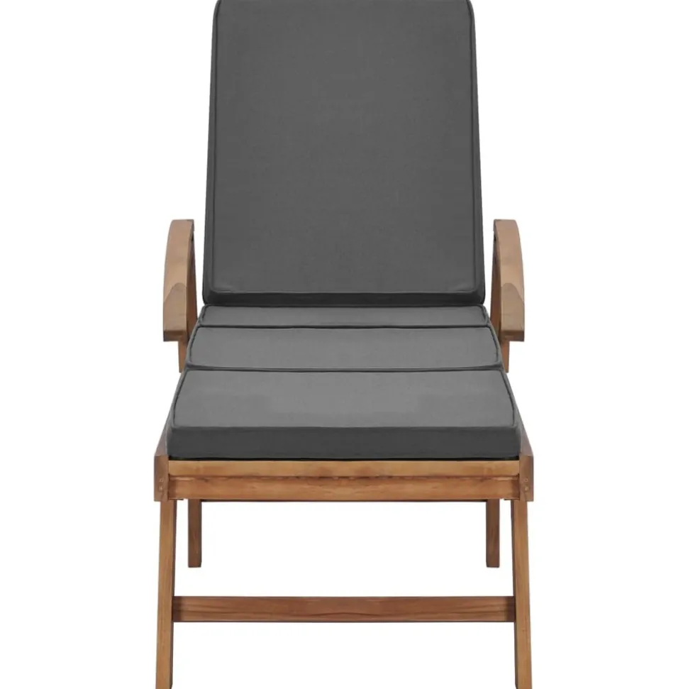 MAISON EXCLUSIVE - Chaises longues et coussins 2pcs bois de teck solide gris foncé