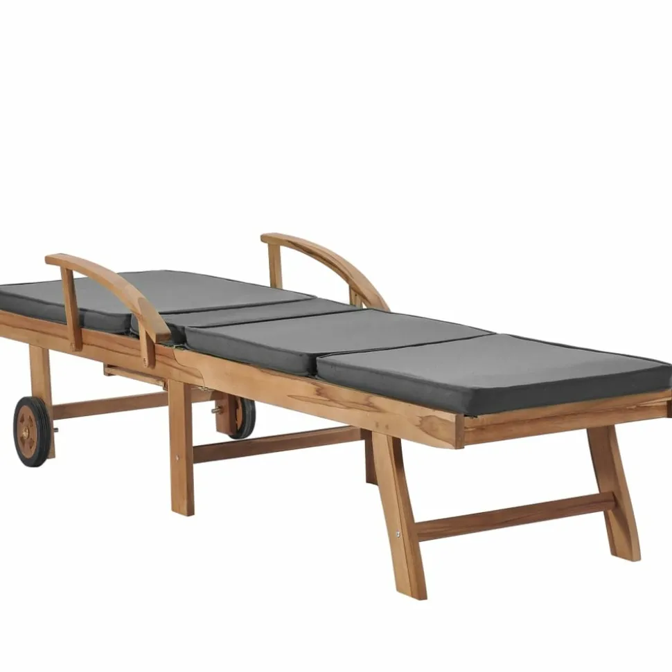 MAISON EXCLUSIVE - Chaises longues et coussins 2pcs bois de teck solide gris foncé