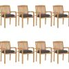 MAISON EXCLUSIVE - Chaises de jardin empilables avec coussins lot de 8 teck solide