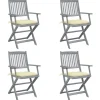 MAISON EXCLUSIVE - Chaises pliables d'extérieur lot de 4 et coussins bois d'acacia