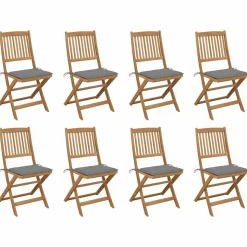 MAISON EXCLUSIVE - Chaises pliables d'extérieur et coussins lot de 8 bois d'acacia