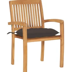 MAISON EXCLUSIVE - Chaises de jardin empilables avec coussins lot de 6 teck solide