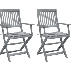 MAISON EXCLUSIVE - Chaises pliables d'extérieur lot de 2 et coussins bois d'acacia