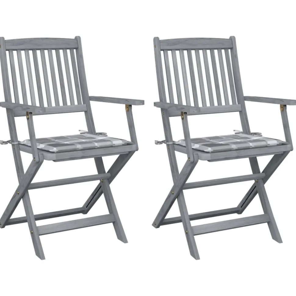 MAISON EXCLUSIVE - Chaises pliables d'extérieur lot de 2 et coussins bois d'acacia