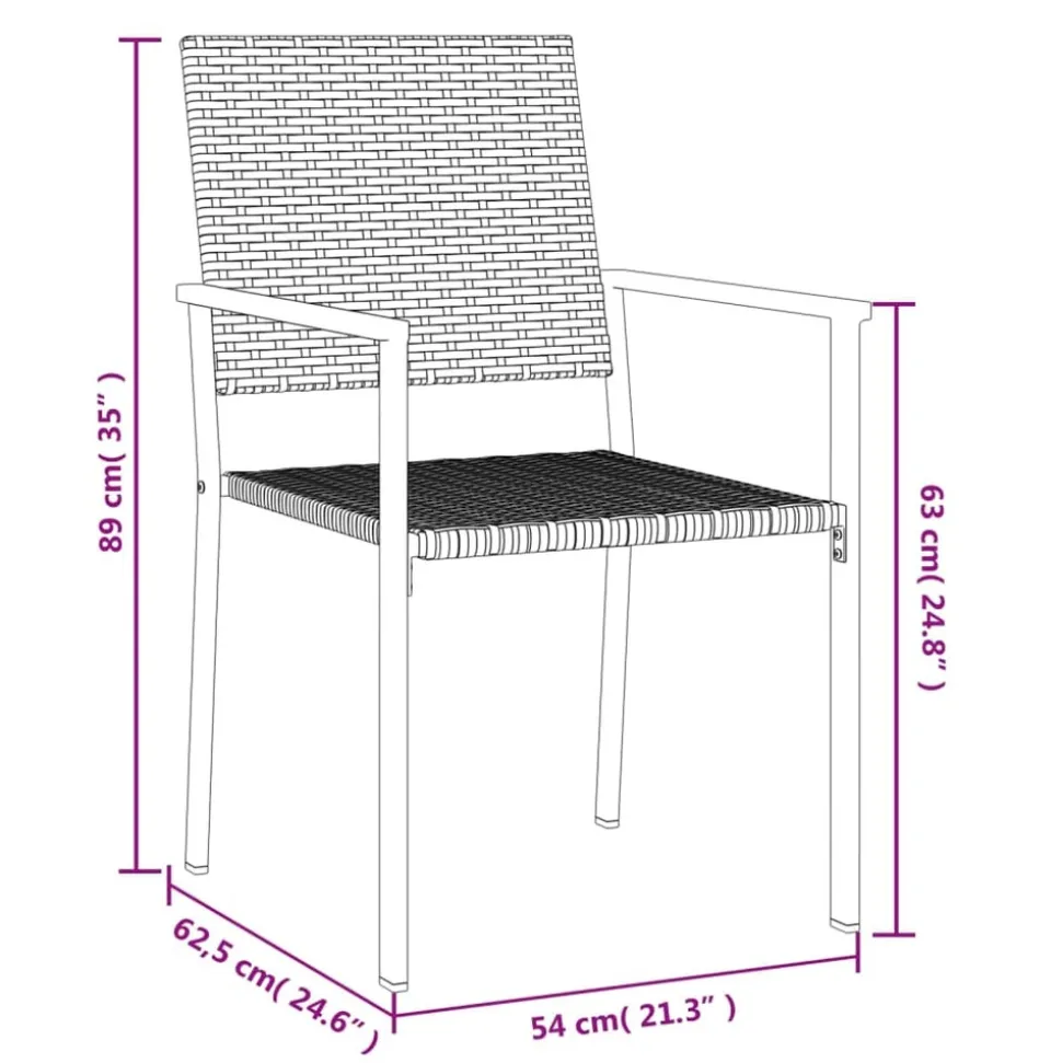 MAISON EXCLUSIVE - Chaises de jardin lot de 4 noir 54x62,5x89 cm résine tressée