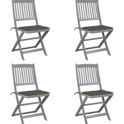 MAISON EXCLUSIVE - Chaises pliables d'extérieur lot de 4 et coussins bois d'acacia