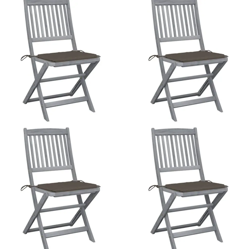 MAISON EXCLUSIVE - Chaises pliables d'extérieur lot de 4 et coussins bois d'acacia