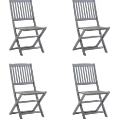 MAISON EXCLUSIVE - Chaises pliables d'extérieur lot de 4 et coussins bois d'acacia