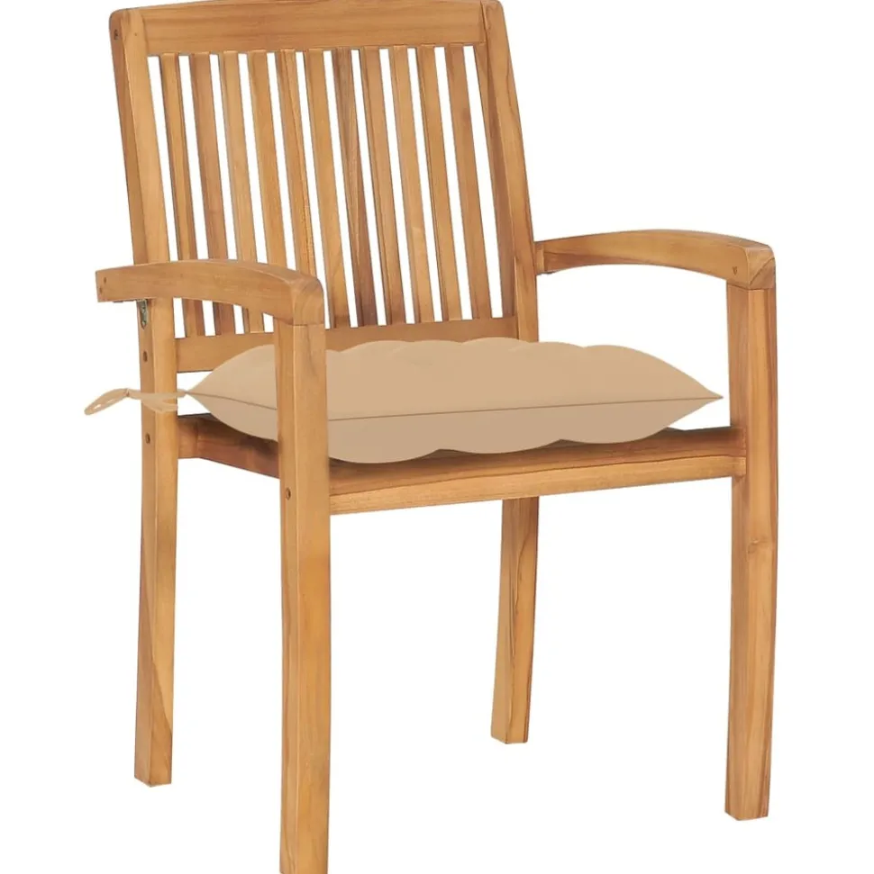 MAISON EXCLUSIVE - Chaises de jardin empilables avec coussins lot de 4 teck solide