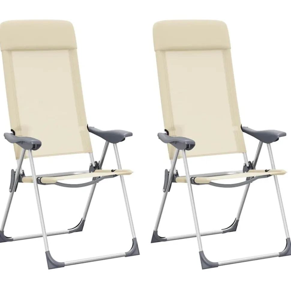 MAISON EXCLUSIVE - Chaises de camping pliables lot de 2 crème aluminium