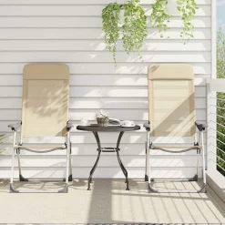 MAISON EXCLUSIVE - Chaises de camping pliables lot de 2 crème aluminium