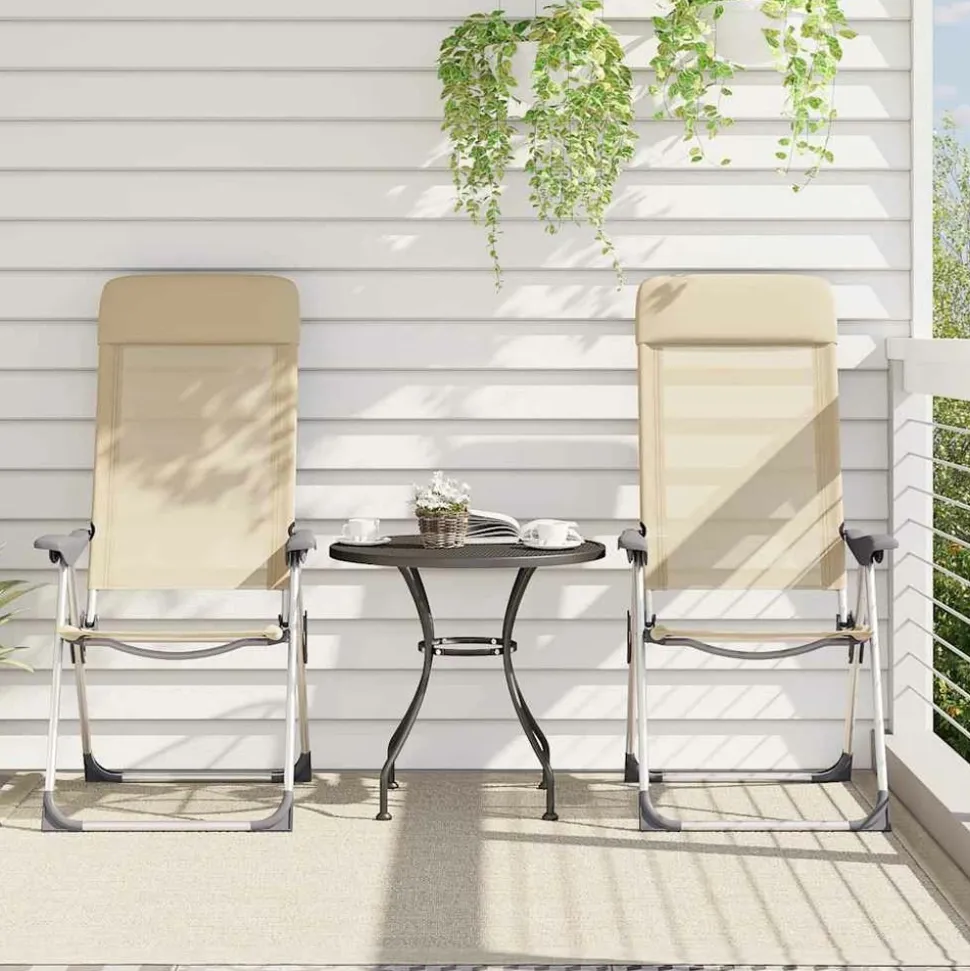 MAISON EXCLUSIVE - Chaises de camping pliables lot de 2 crème aluminium