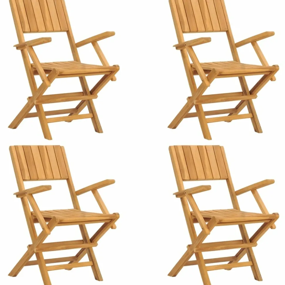 MAISON EXCLUSIVE - Chaises de jardin pliantes lot de 4 55x61x90cm bois massif teck