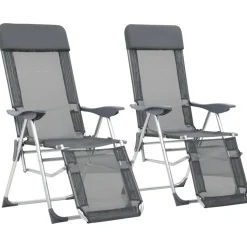 MAISON EXCLUSIVE - Chaises de camping pliantes et repose-pied lot de 2 textilène