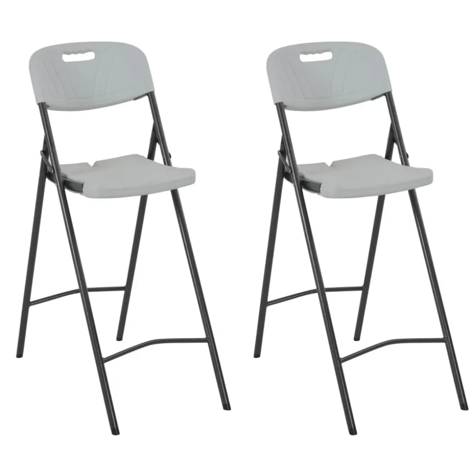 MAISON EXCLUSIVE - Chaises de bar pliables lot de 2 pehd et acier blanc