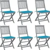 MAISON EXCLUSIVE - Chaises pliables d'extérieur lot de 6 et coussins bois d'acacia