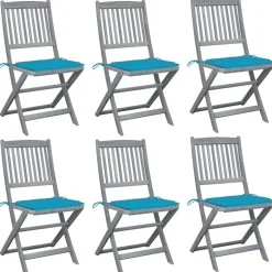 MAISON EXCLUSIVE - Chaises pliables d'extérieur lot de 6 et coussins bois d'acacia