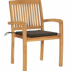 MAISON EXCLUSIVE - Chaises de jardin empilables avec coussins lot de 6 teck solide