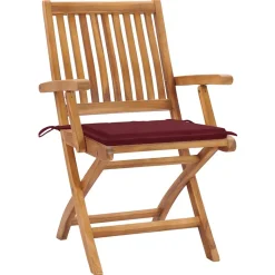 MAISON EXCLUSIVE - Chaises de jardin lot de 2 coussins rouge bordeaux teck massif
