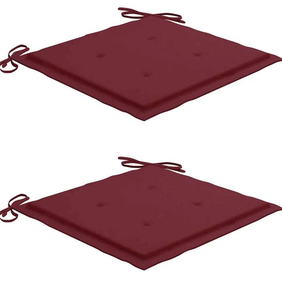 MAISON EXCLUSIVE - Chaises de jardin lot de 2 coussins rouge bordeaux teck massif