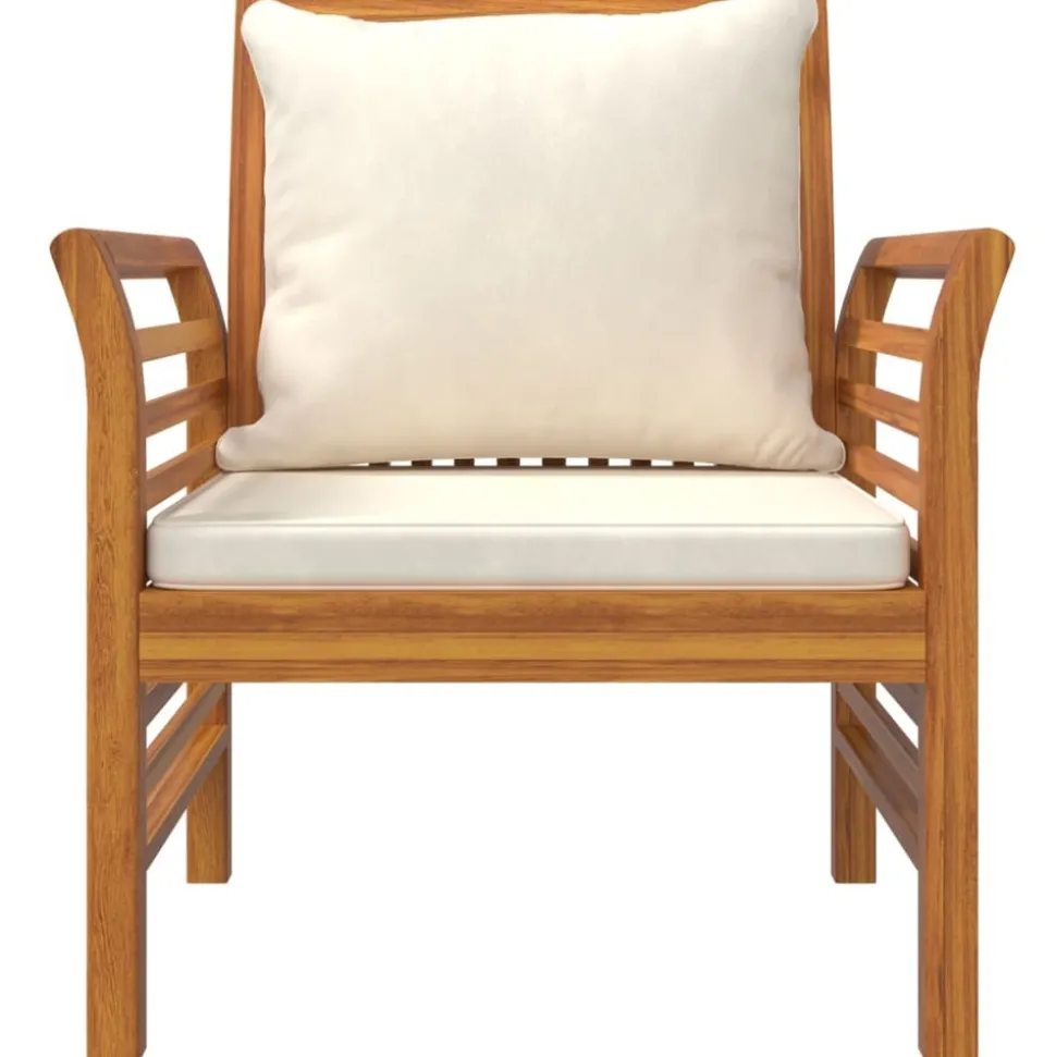MAISON EXCLUSIVE - Chaises de canapé et coussins blanc crème lot de 2 bois acacia