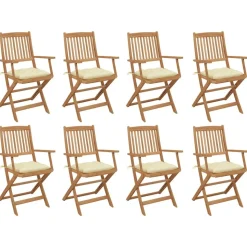 MAISON EXCLUSIVE - Chaises pliables d'extérieur et coussins lot de 8 bois d'acacia