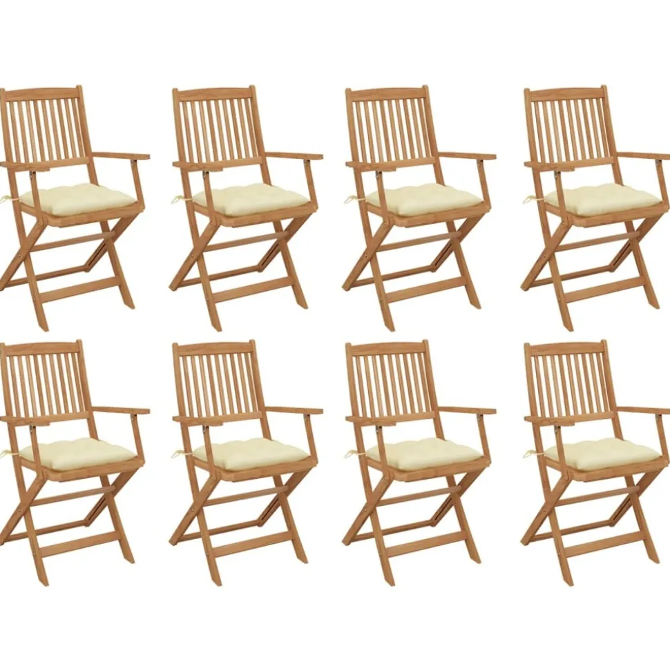 MAISON EXCLUSIVE - Chaises pliables d'extérieur et coussins lot de 8 bois d'acacia