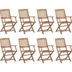 MAISON EXCLUSIVE - Chaises pliables d'extérieur et coussins lot de 8 bois d'acacia