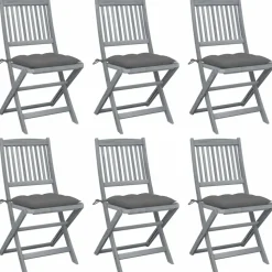 MAISON EXCLUSIVE - Chaises pliables d'extérieur lot de 6 et coussins bois d'acacia
