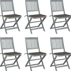 MAISON EXCLUSIVE - Chaises pliables d'extérieur lot de 6 et coussins bois d'acacia