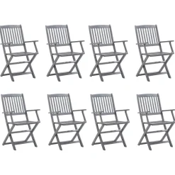 MAISON EXCLUSIVE - Chaises pliables d'extérieur lot de 8 et coussins bois d'acacia