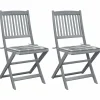 MAISON EXCLUSIVE - Chaises pliables d'extérieur lot de 2 et coussins bois d'acacia