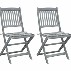 MAISON EXCLUSIVE - Chaises pliables d'extérieur lot de 2 et coussins bois d'acacia