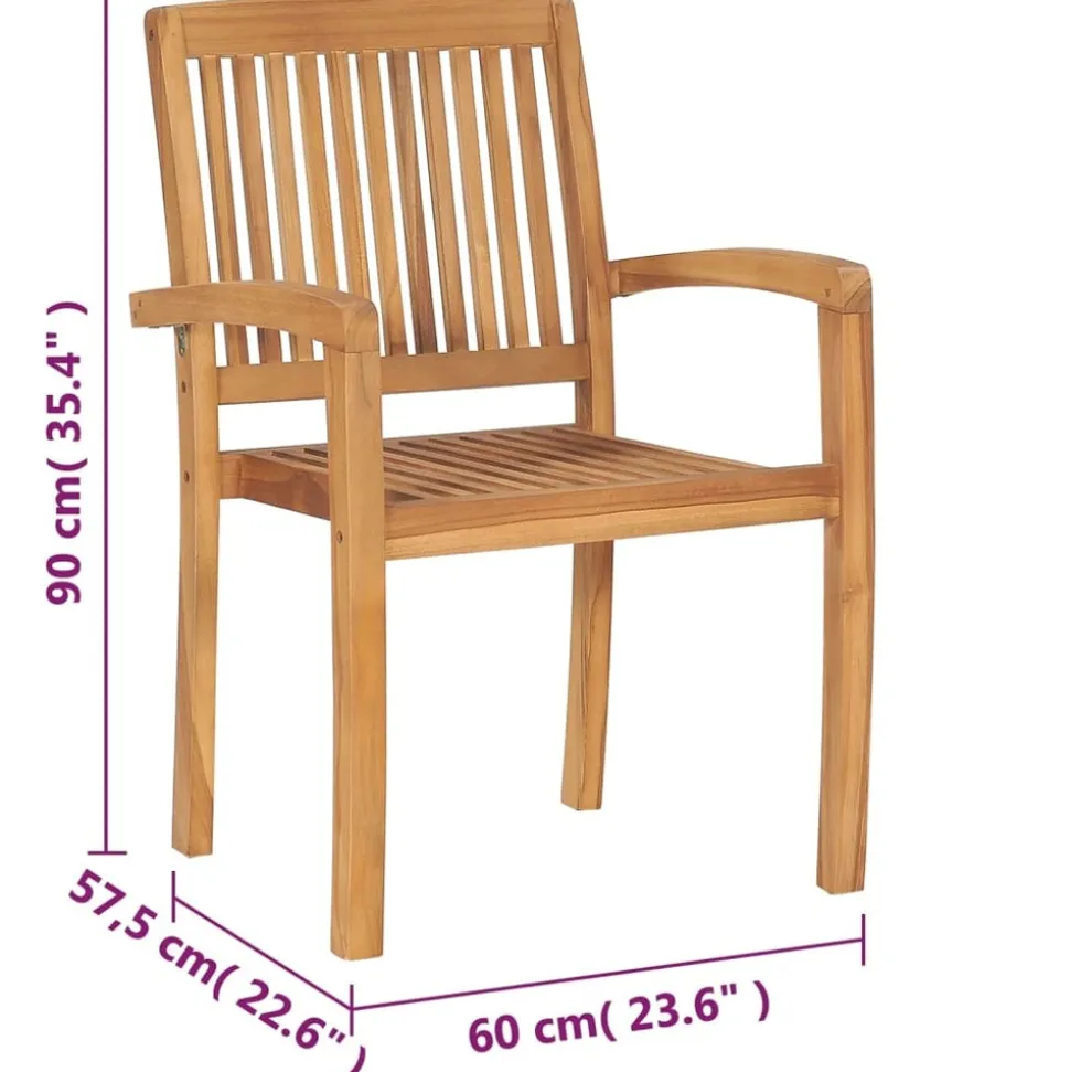MAISON EXCLUSIVE - Chaises de jardin empilables 8 pcs bois de teck solide