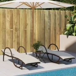 MAISON EXCLUSIVE - Chaises longues lot de 2 avec coussins marron résine tressée