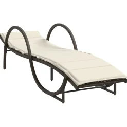 MAISON EXCLUSIVE - Chaises longues lot de 2 avec coussins marron résine tressée