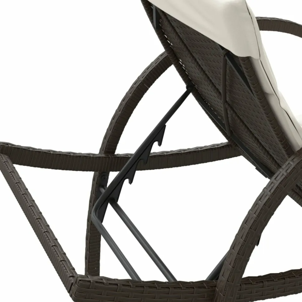 MAISON EXCLUSIVE - Chaises longues lot de 2 avec coussins marron résine tressée