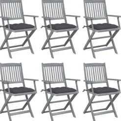 MAISON EXCLUSIVE - Chaises pliables d'extérieur lot de 6 et coussins bois d'acacia