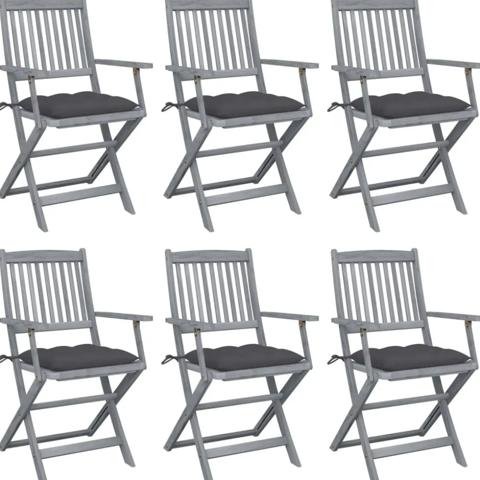 MAISON EXCLUSIVE - Chaises pliables d'extérieur lot de 6 et coussins bois d'acacia