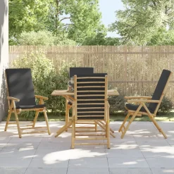 MAISON EXCLUSIVE - Chaises inclinables de jardin pliantes lot de 4 coussins bambou