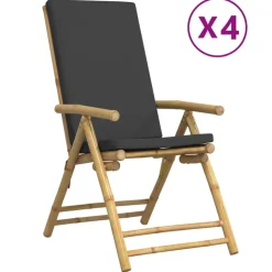 MAISON EXCLUSIVE - Chaises inclinables de jardin pliantes lot de 4 coussins bambou
